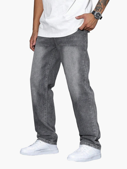 Herrjeans Loose Fit Streetwear Avslappnad Stil