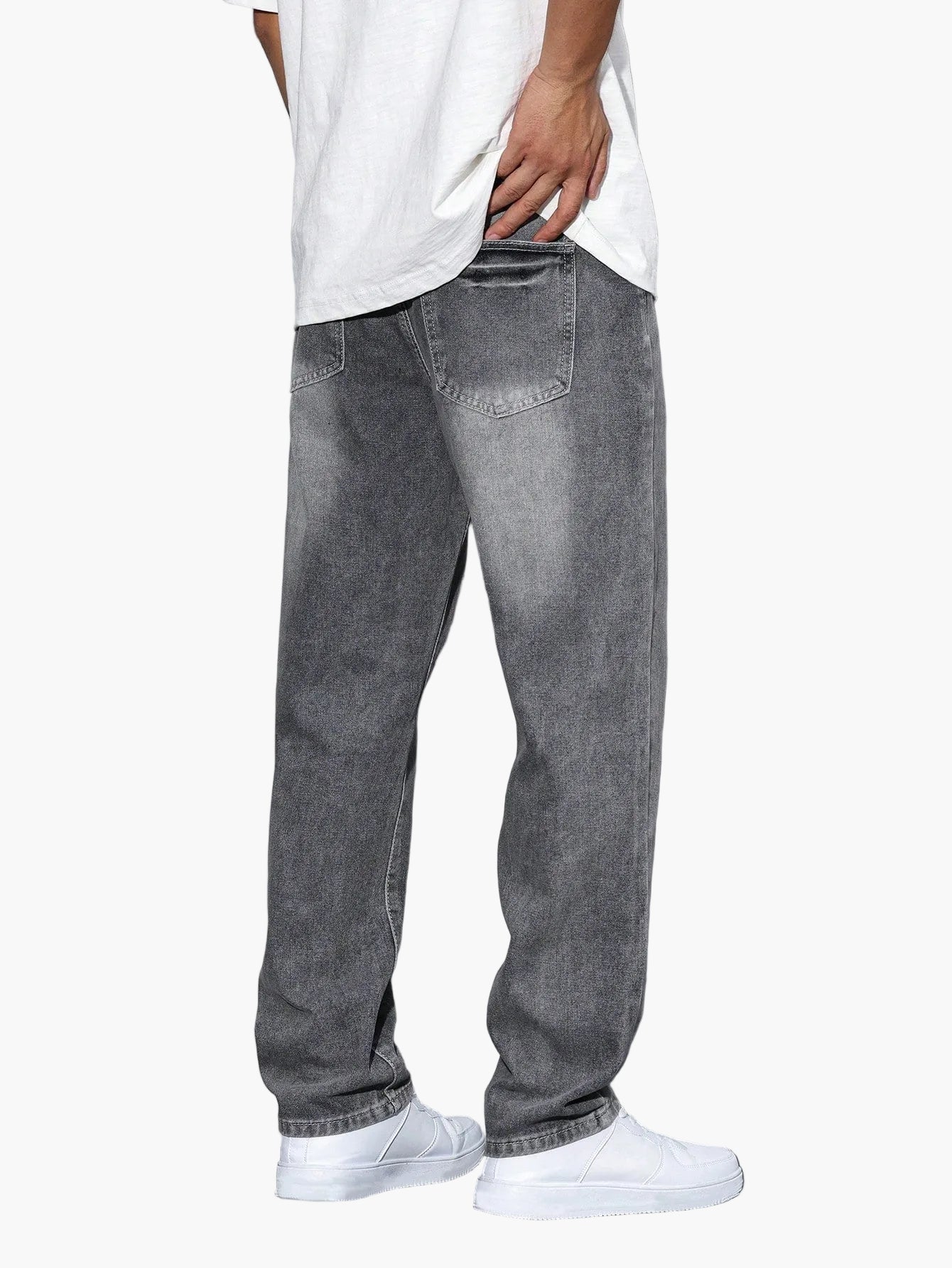 Herrjeans Loose Fit Streetwear Avslappnad Stil