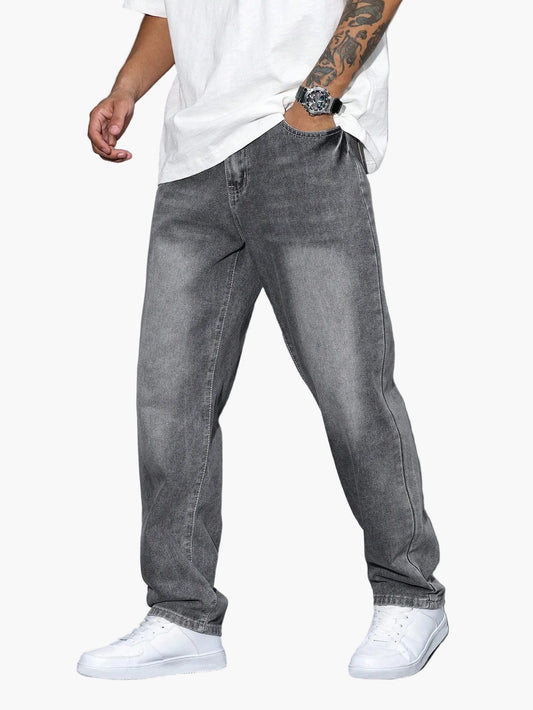 Herrjeans Loose Fit Streetwear Avslappnad Stil