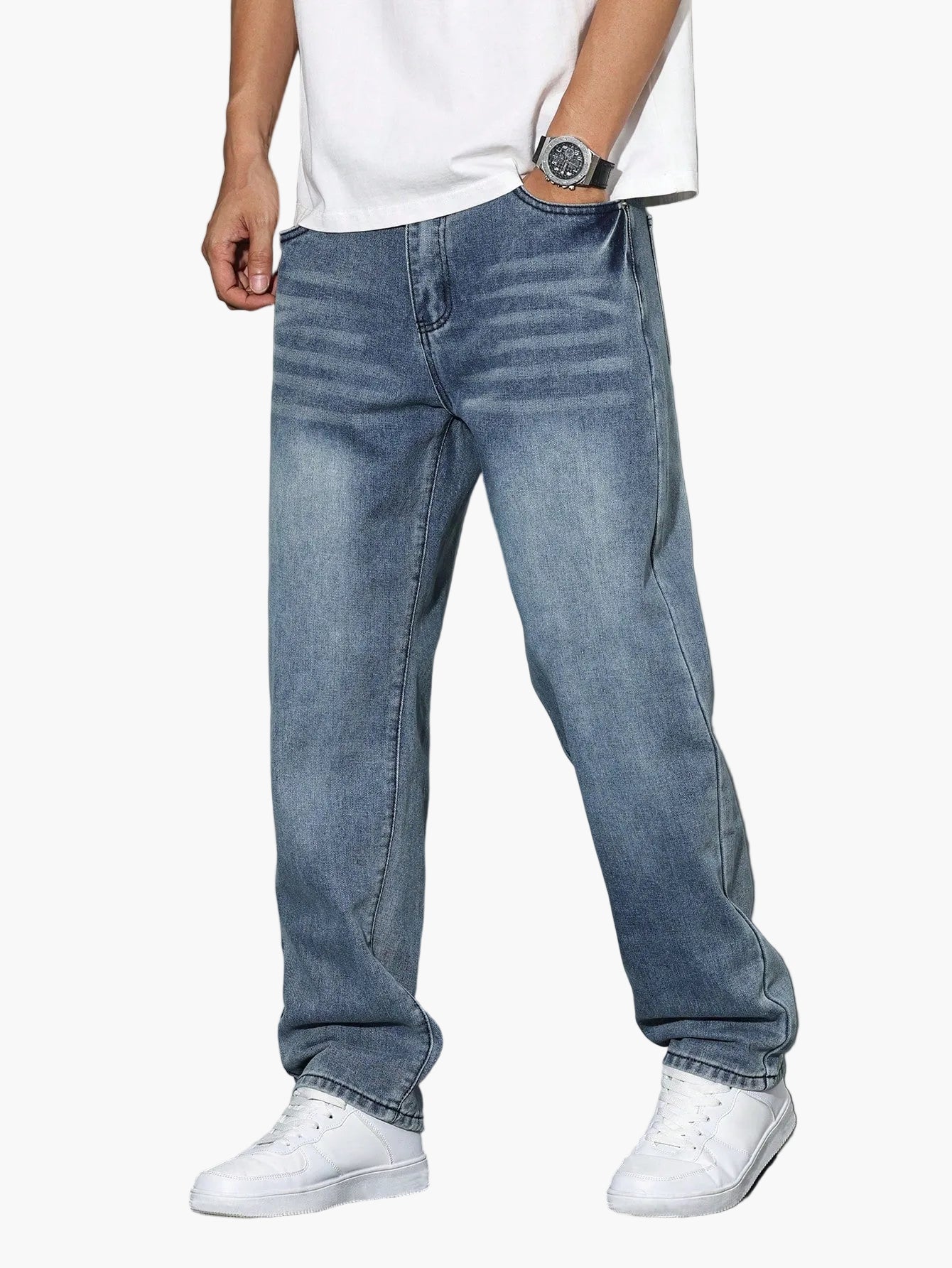 Herrjeans Loose Fit Streetwear Avslappnad Stil