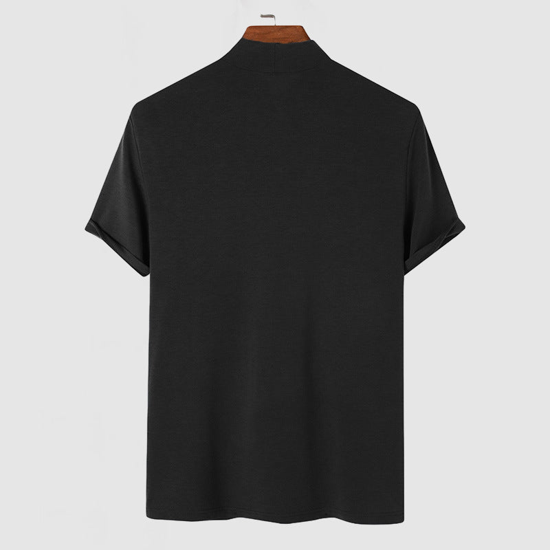 Herr T-shirt med hög krage – Modern, stilren och mångsidig överdel för vardag och fest