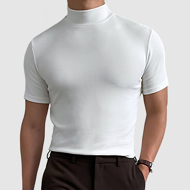Herr T-shirt med hög krage – Modern, stilren och mångsidig överdel för vardag och fest