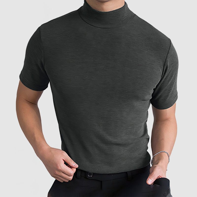Herr T-shirt med hög krage – Modern, stilren och mångsidig överdel för vardag och fest