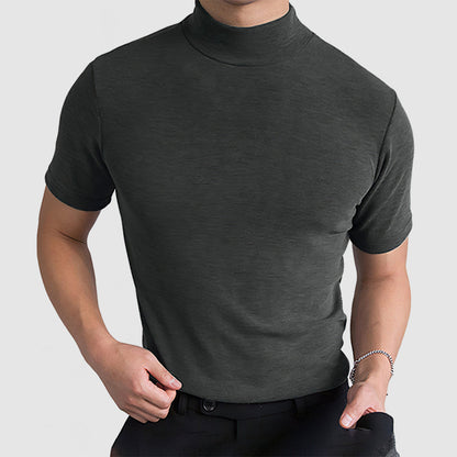 Herr T-shirt med hög krage – Modern, stilren och mångsidig överdel för vardag och fest