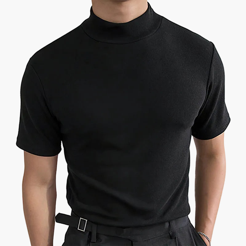 Herr T-shirt med hög krage – Modern, stilren och mångsidig överdel för vardag och fest