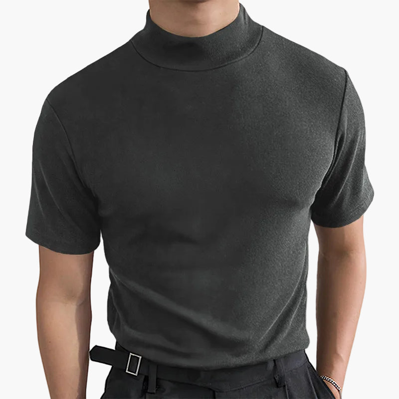 Herr T-shirt med hög krage – Modern, stilren och mångsidig överdel för vardag och fest