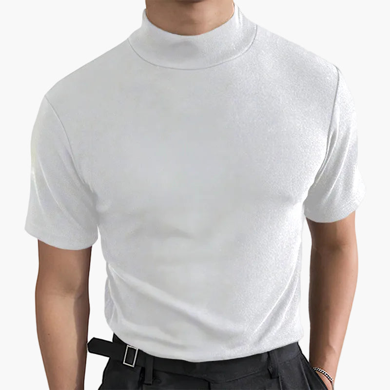 Herr T-shirt med hög krage – Modern, stilren och mångsidig överdel för vardag och fest
