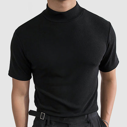 Herr T-shirt med hög krage – Modern, stilren och mångsidig överdel för vardag och fest