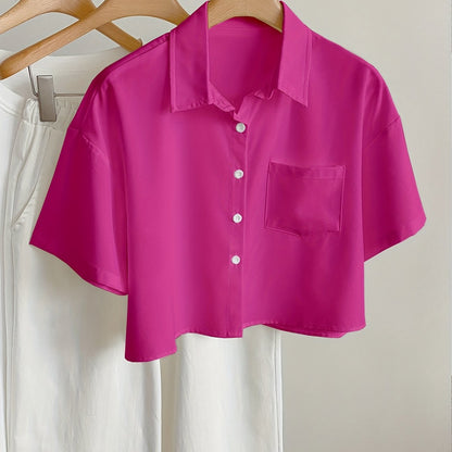 Dam Blus Kortärmad Skjorta Med Modern Cropped Passform För Vardagsbruk