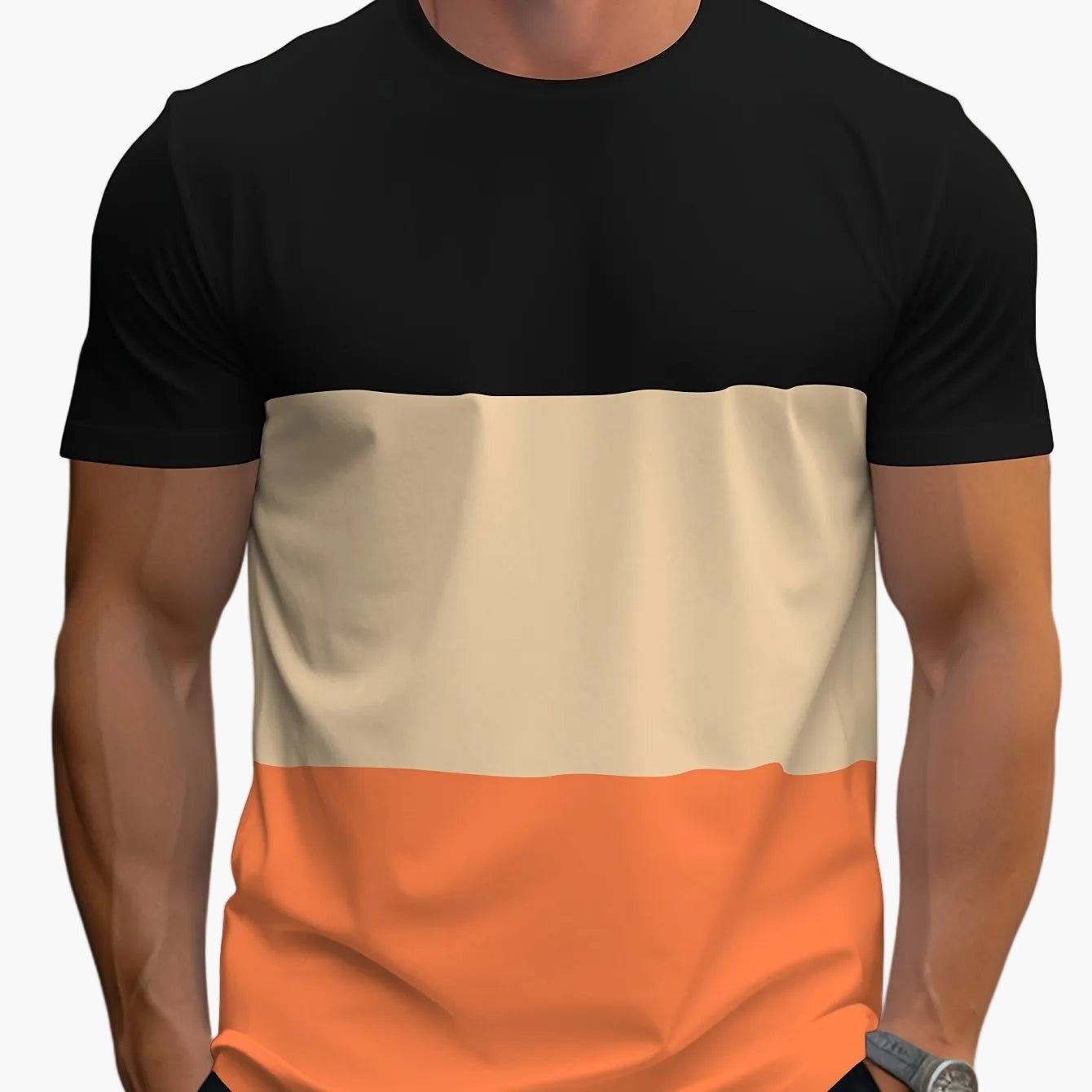 Herr T-shirt med färgblock – Modern och avslappnad stil för vardagsbruk