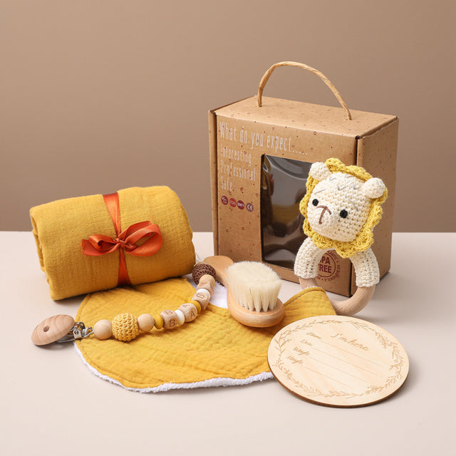 Unisex Baby Presentset med Djurtema – Perfekt Gåva för Nyfödda och Babyshower