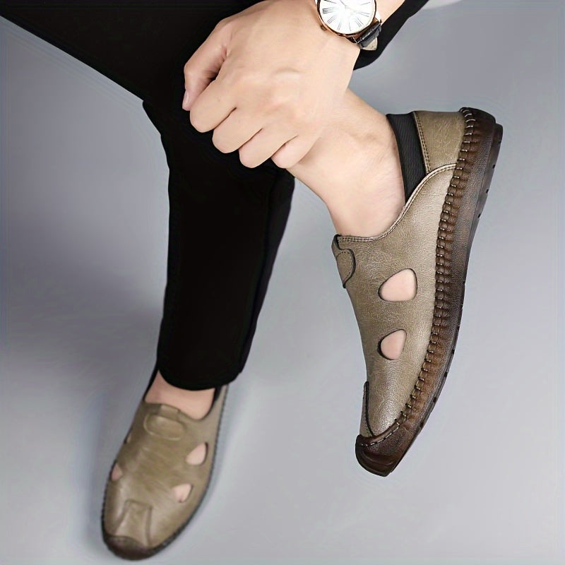 Herrar Casual Slip-On Sandaler med Andningshål – Perfekt för Sommar och Vardag