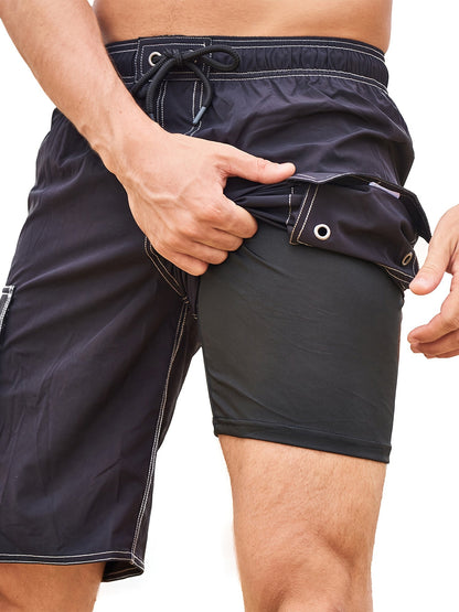 Herr Badshorts med Innerbyxa – Sportig Bermuda för Strand och Simning