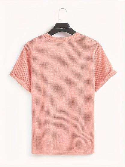 Herr T-shirt med modern nätstruktur och avslappnad passform – Perfekt för vardag och semester