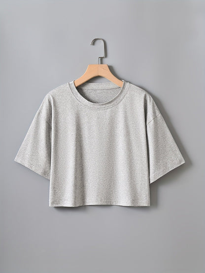 Dam T-shirt Crop Top Lös Passform Sommar Casual