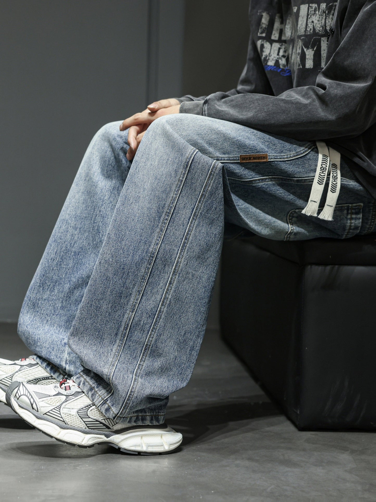 Herr Lösa Baggy Jeans Streetwear Lediga Byxor för Unga