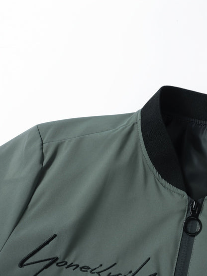 Herr Casual Set – Trendig Baseballjacka och Byxa för Vardagsbruk