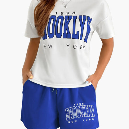 Damset Loungekläder Brooklyn New York T-shirt och Shorts - Avslappnad Stil