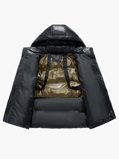Herr Vinterjacka Puffer med Huva – Urban Stil och Värme för Kallt Väder