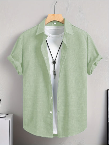 Herr Skjorta Kortärmad Casual Stil Perfekt för Sommar och Lediga Tillfällen