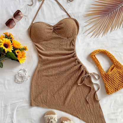Dam Bodycon Klänning med Asymmetrisk Fåll och Sweetheart Halsringning – Perfekt för Fest och Semester
