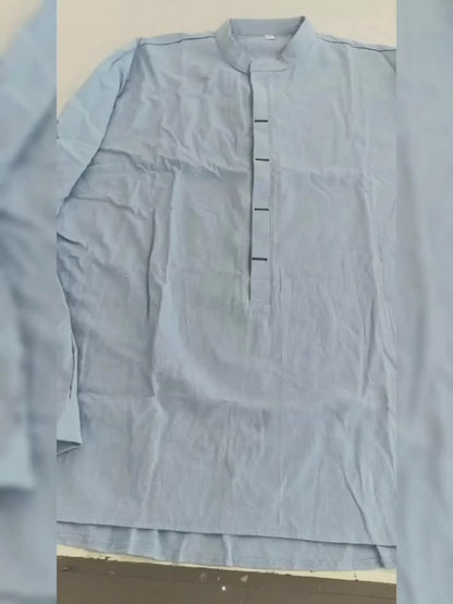 Herr Skjorta Henley Långärmad Avslappnad Modern Stil