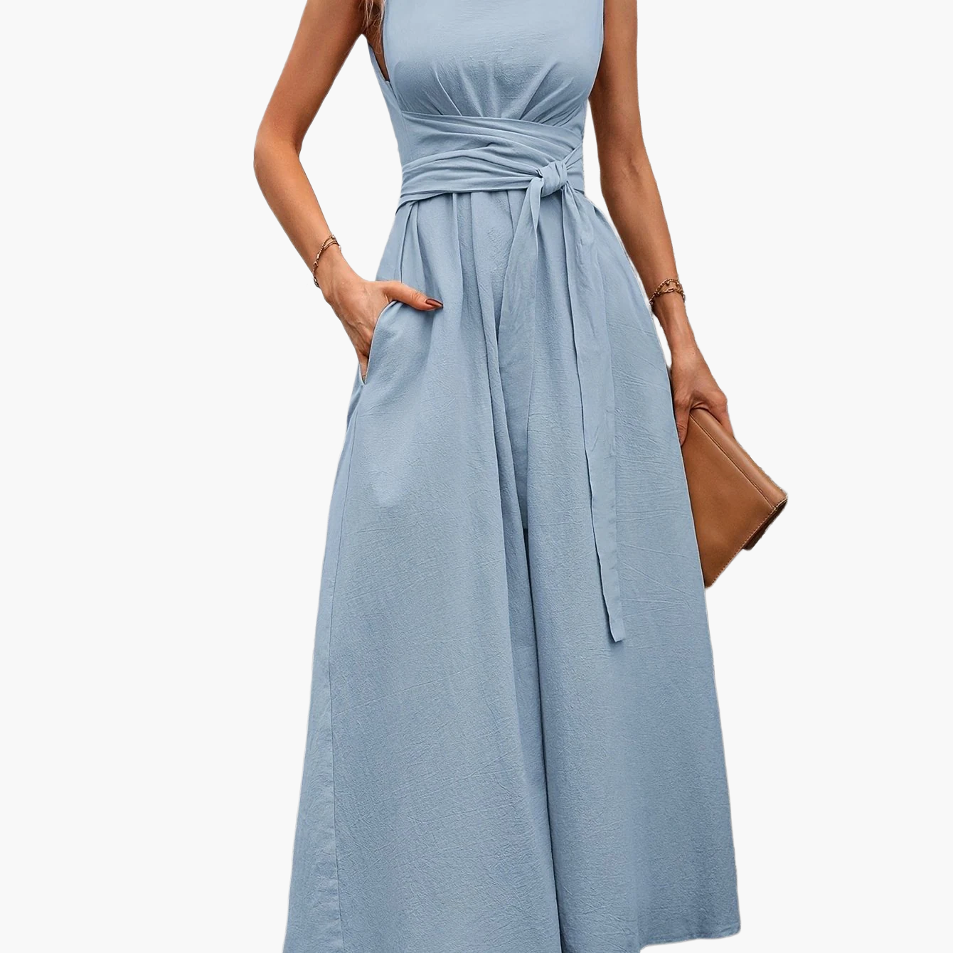 Dam Jumpsuit Elegant Ärmös Vid Benslut Sommar Fest och Vardag