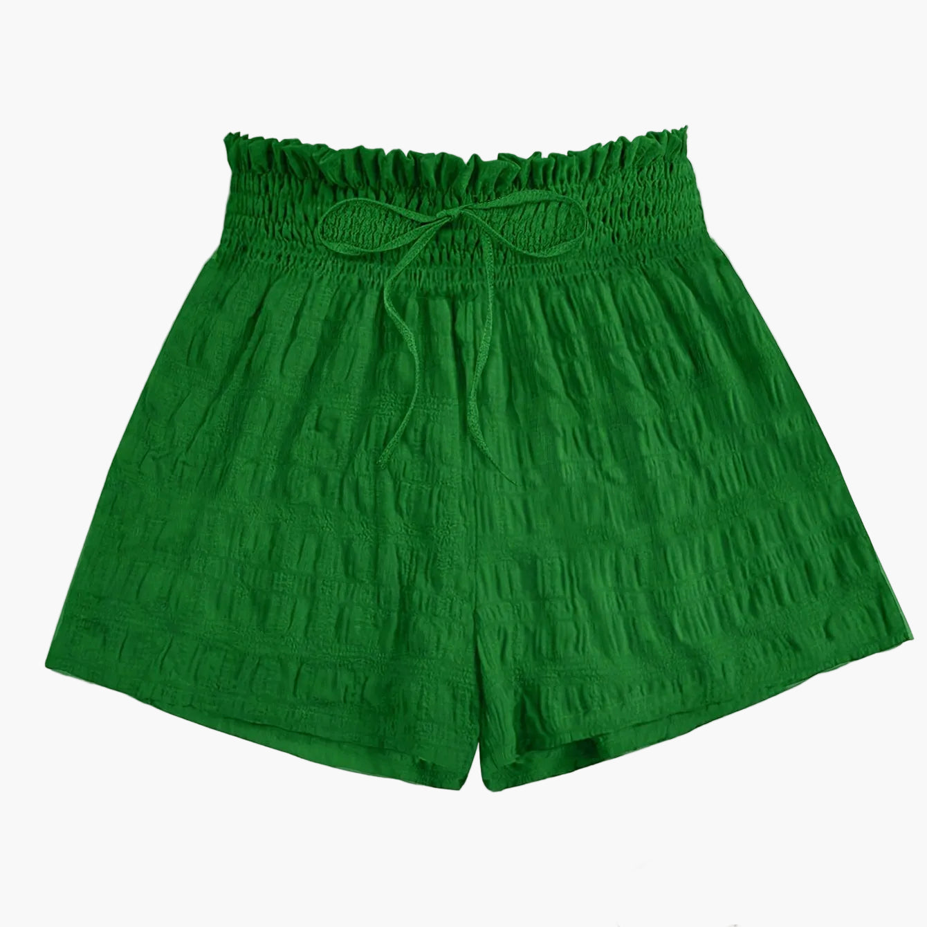 Damers avslappnade shorts med hög midja och smockad midjeresår – perfekta för sommar och vardag