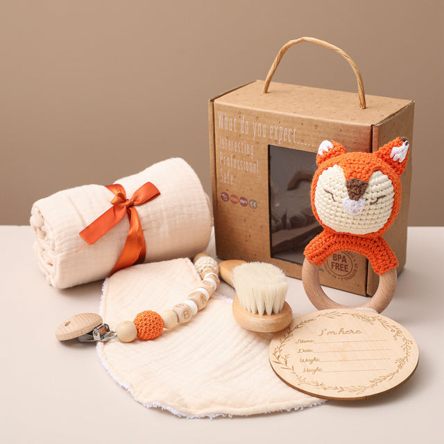 Unisex Baby Presentset med Djurtema – Perfekt Gåva för Nyfödda och Babyshower