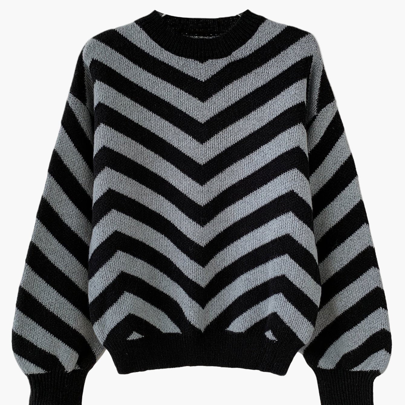 Damtröja med Chevronmönster – Elegant stickad pullover för höst och vinter