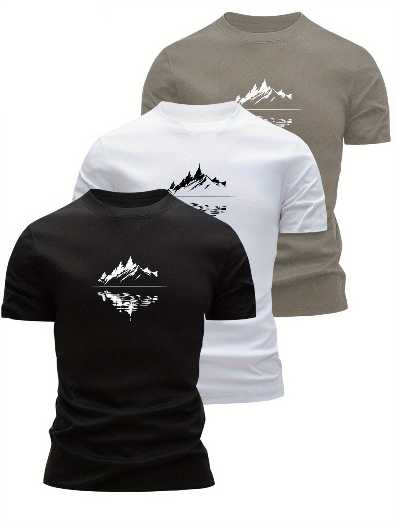 Herr T-shirt med bergsmotiv – Modern grafisk stil för vardagsbruk