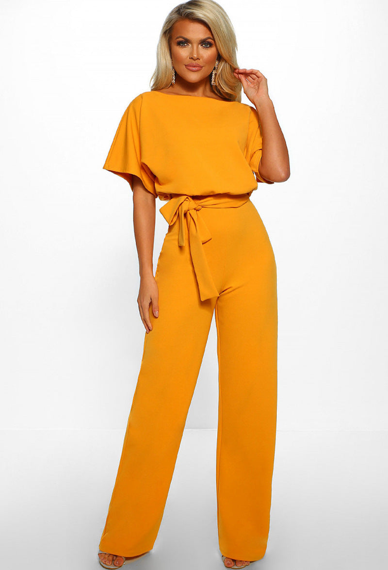 Jenny – Kortärmad Jumpsuit med Snörning i 7 Färger