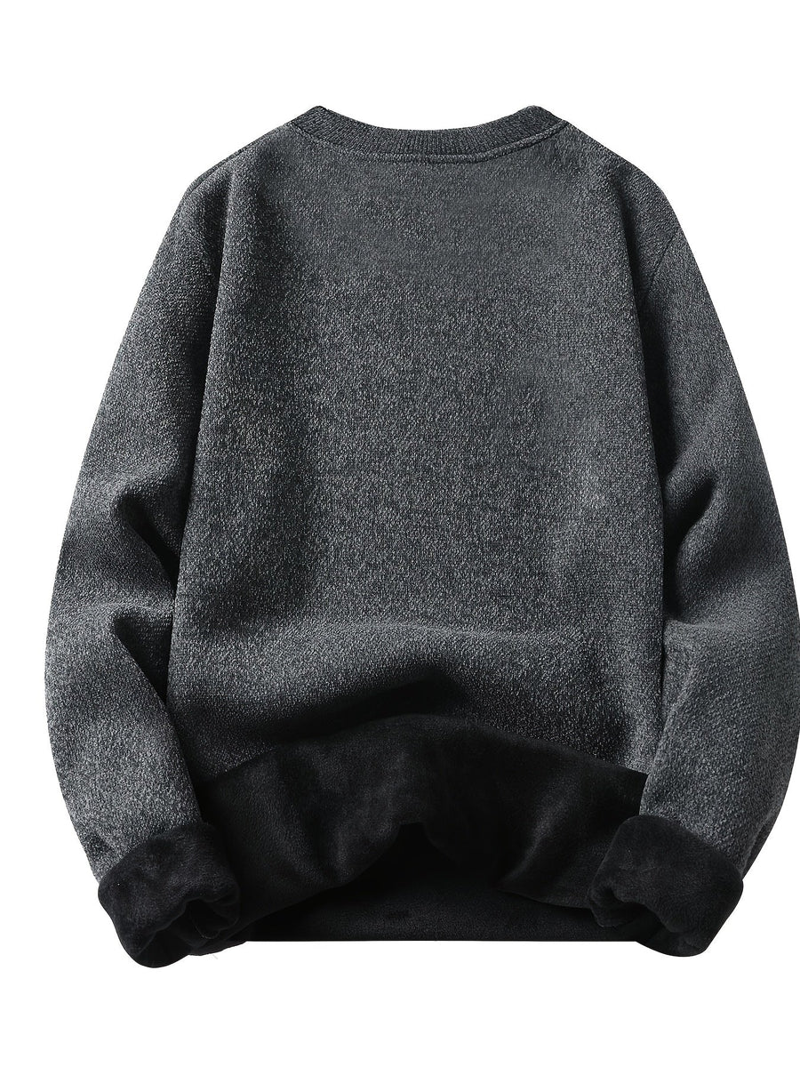 Mjuk Sweatshirt med Rund Hals och Fodrad Insida, Herr