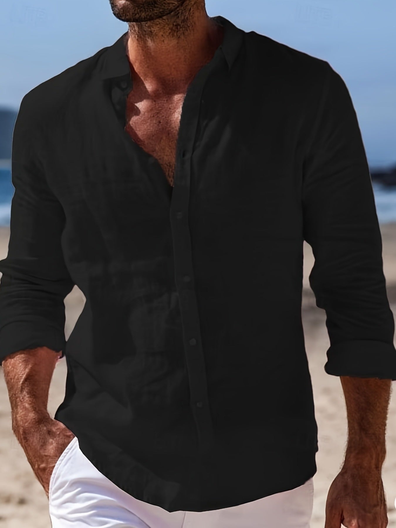 Herr Skjorta Casual Långärmad Ledig Strandstil Weekend