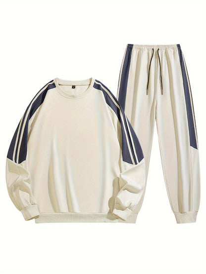 Herrarnas lediga sportset med randig design – tränings- och fritidsoutfit
