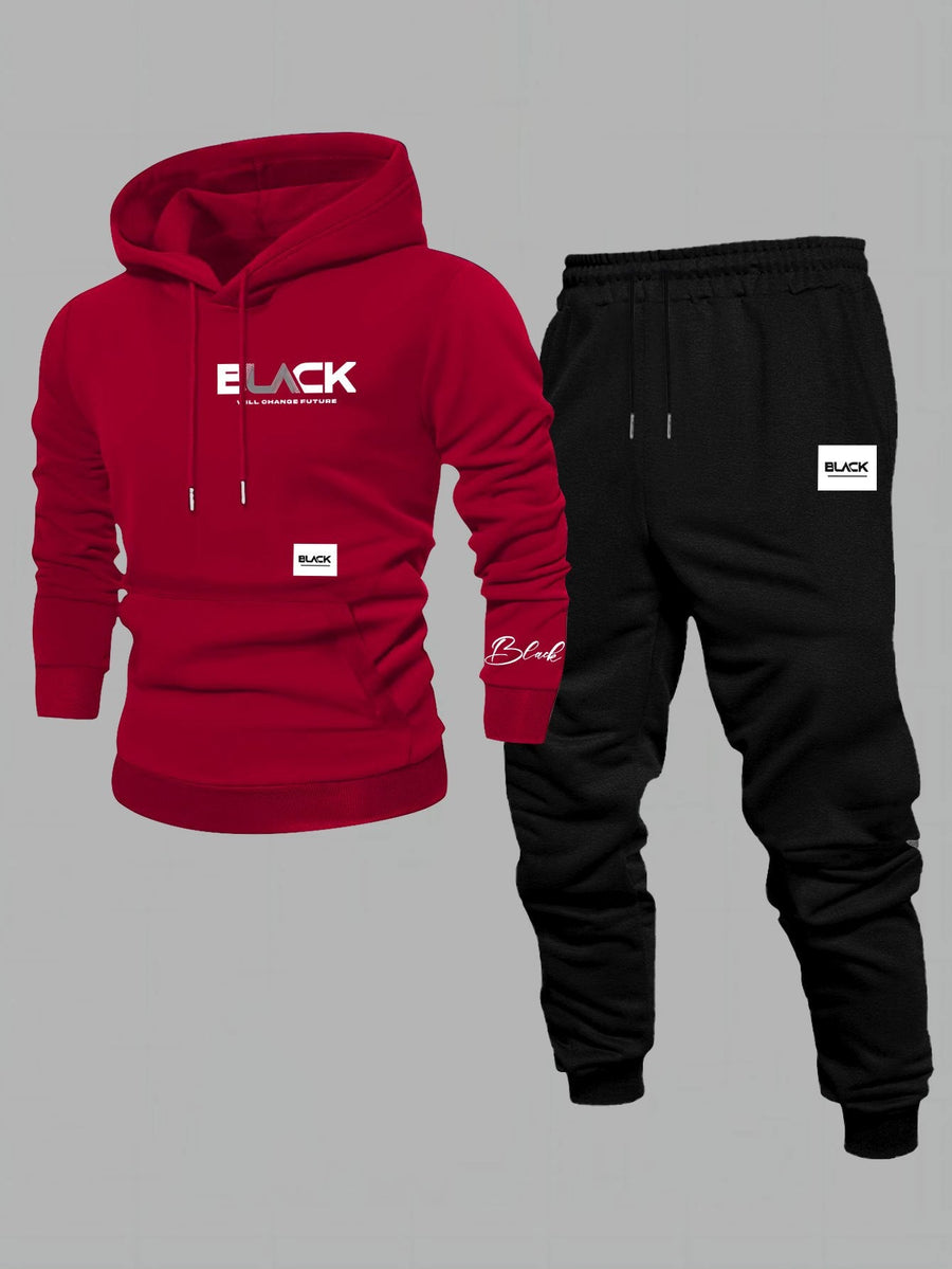 Unisex Mjukisset Hoodie & Byxor Svart med Logotyp