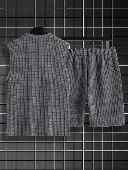 Herrarnas avslappnade sommarset – Ärmlös topp och shorts i rutigt, sportig och vardaglig stil