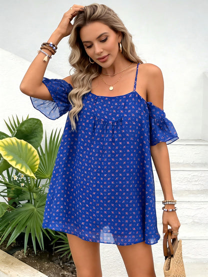 Damklänning Sommarklänning Lös Passform Off Shoulder Blommigt Mönster Casual