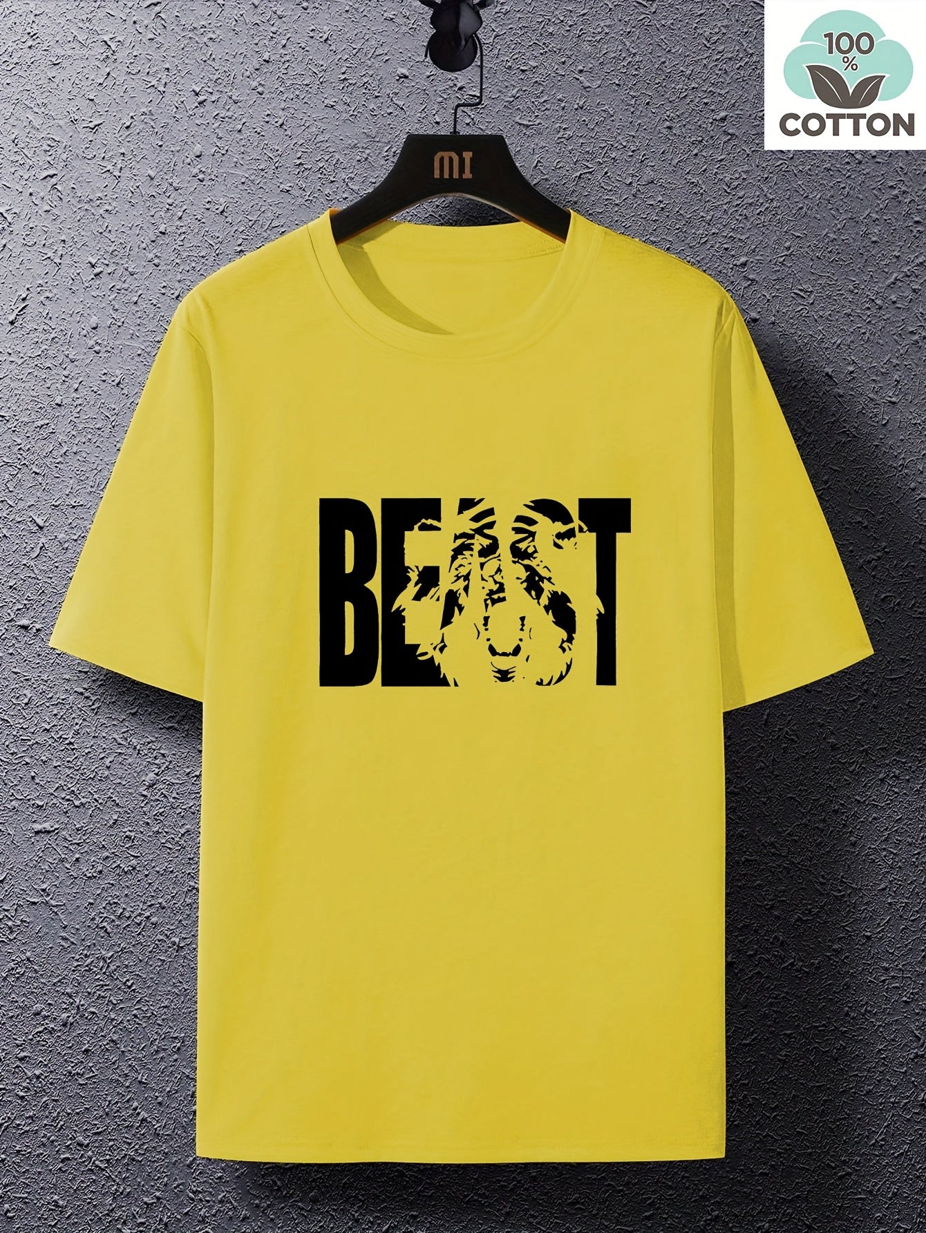 Herr T-shirt med BEAST-tryck – Trendig och avslappnad stil för stora storlekar
