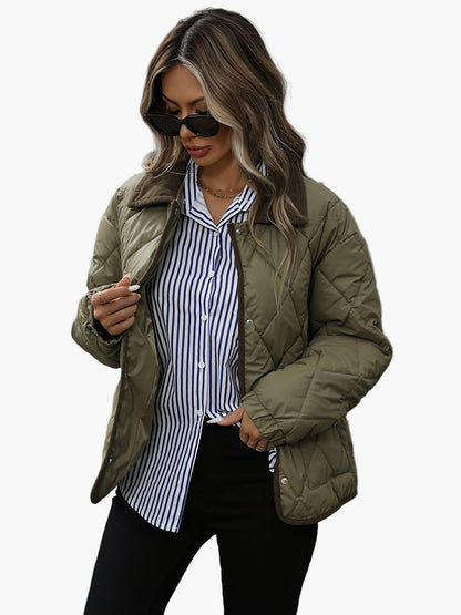 Dam Quilted Vintage Jacka för Vardagsbruk och Höstmode