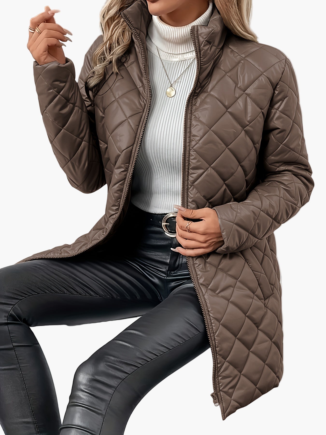Dam quiltad vardagsjacka med elegant design – perfekt för höst och vinter