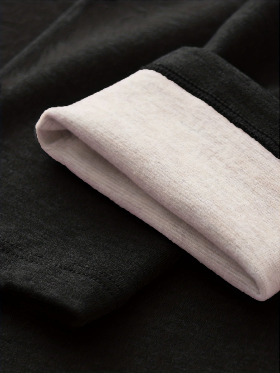 Svarta Högmidjade Leggings för Dam med Varm Fodring