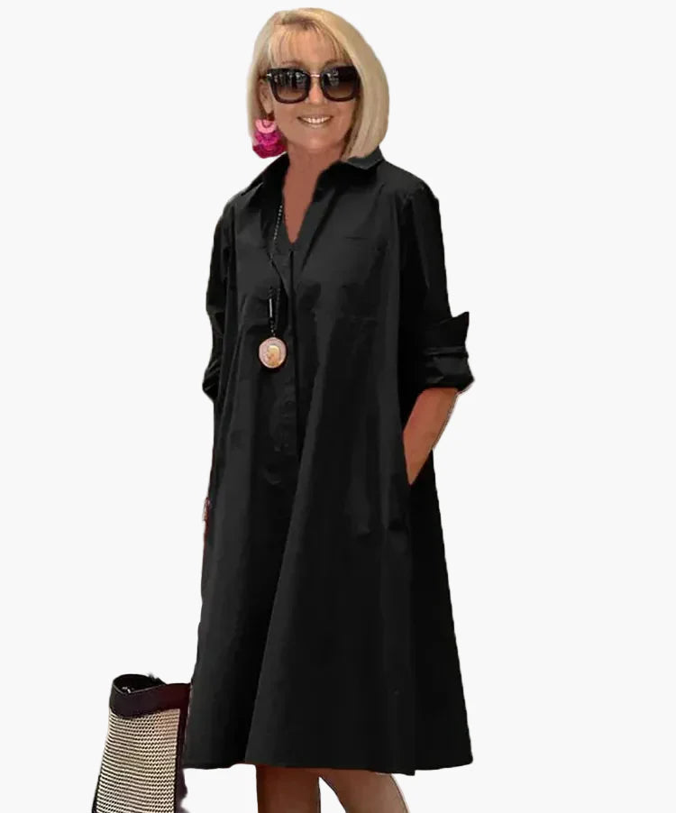 Dam Skjortklänning Elegant Lös Passform Vardagsstil