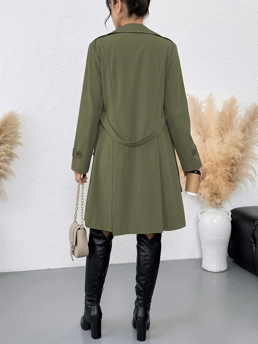 Dam trenchcoat med knytband och slag, dubbelknäppt kappa