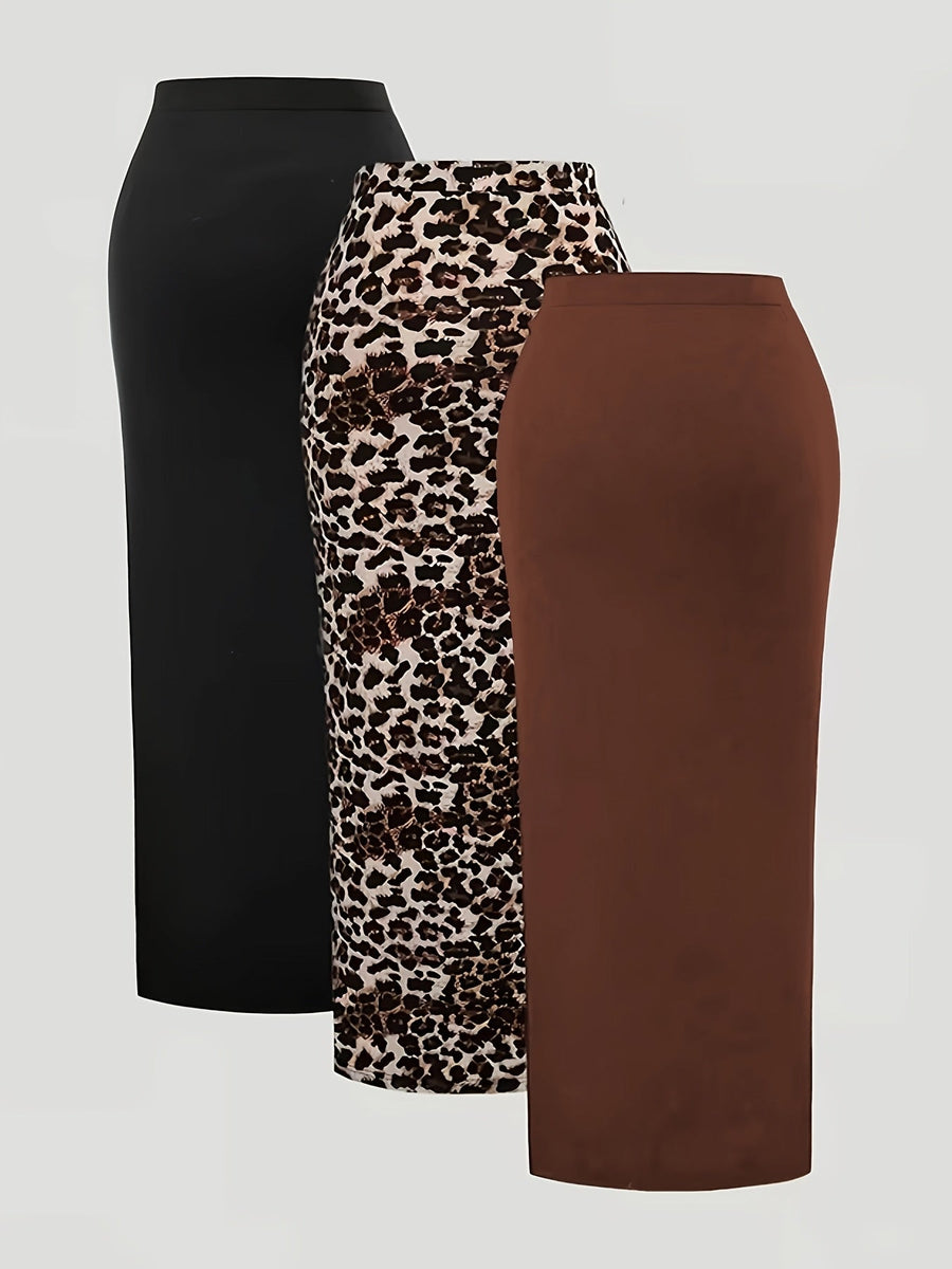 Lång kjol med hög midja och slits, åtsittande modell