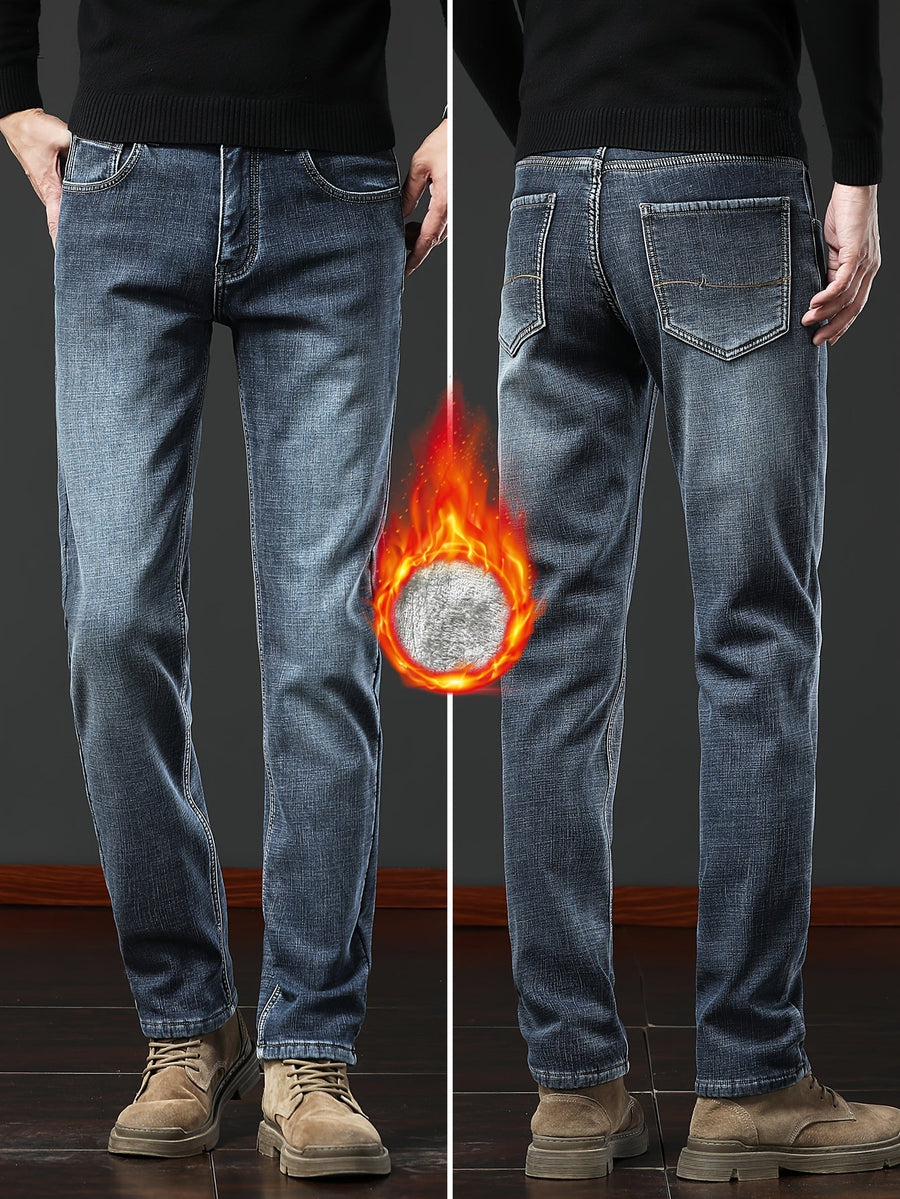 Jeans med foder för herr, blågrå eller mörkgrå