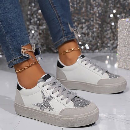 Dam Sneakers med Glittrig Stjärndesign – Trendiga Vardagsskor för Mode och Komfort