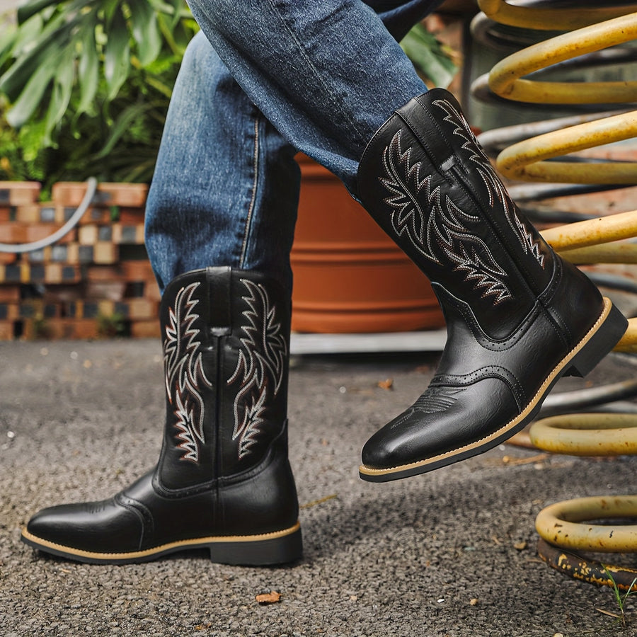 Klassiska herr cowboykängor med broderade detaljer