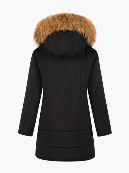 Dam Parkas Vinterjacka med Fuskpäls – Elegant och Varm för Kallt Väder