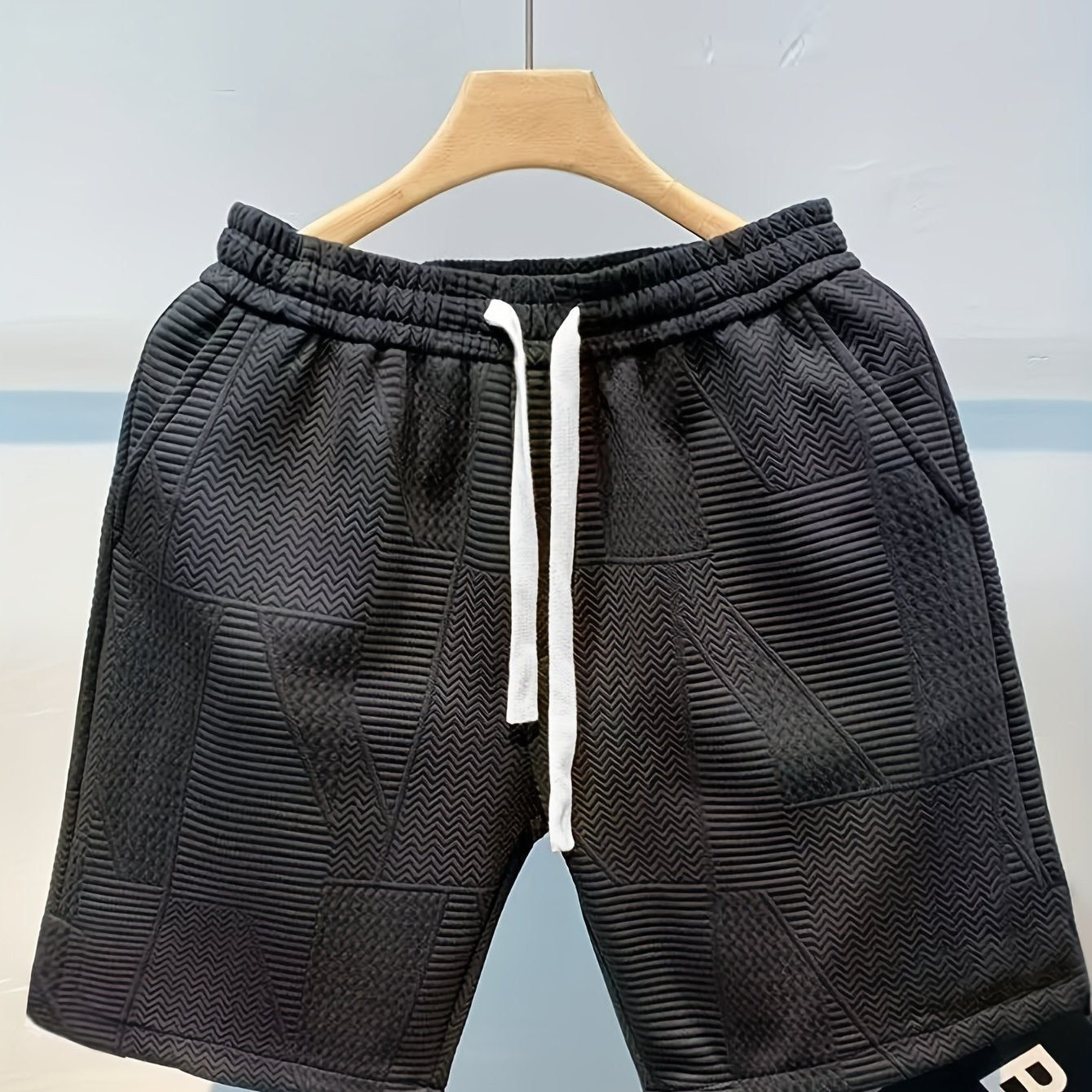 Herrshorts Avslappnad Stil Med Präglat Mönster För Fritid Och Träning